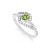 natural peridot infinity solitaire rings in sterling silver